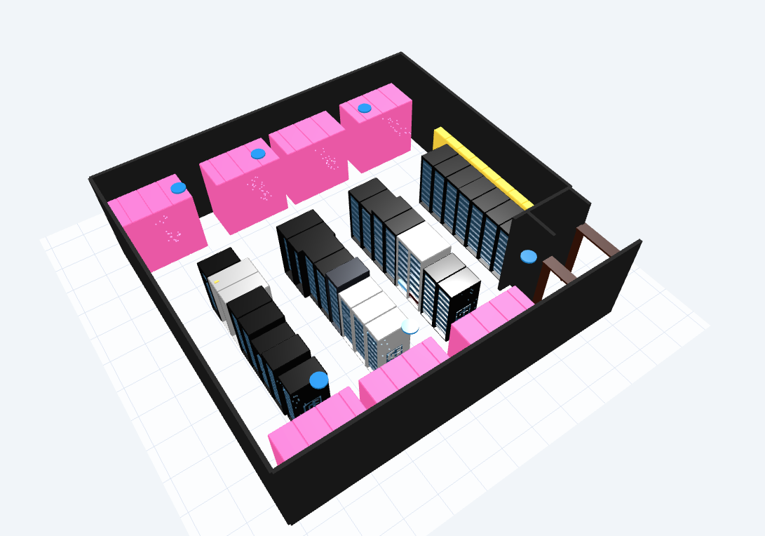 데이터센터 서버실 3D 구조 시각화